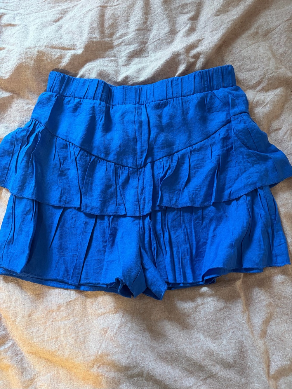 Blue Ruffle Tiered Women's Shorts